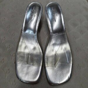 Chinese Laundry silver heels with clear strap